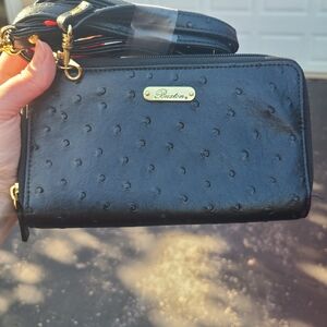 Buxton Black Textured Women's Wallet Crossbody